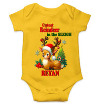 Load image into Gallery viewer, Custom Name Cutest Reindeer In The Sleigh Christmas Rompers for Baby Boy- KidsFashionVilla
