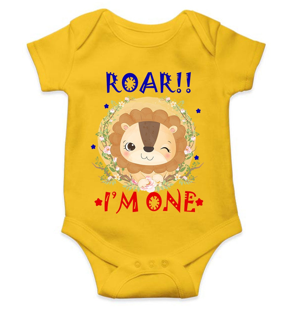 Roar I Am One First Birthday Rompers for Baby Girl- KidsFashionVilla