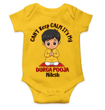 Load image into Gallery viewer, Custom Name Can Not Keep Calm Its My First Durga Pooja Rompers for Baby Boy- KidsFashionVilla
