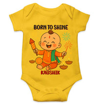 Load image into Gallery viewer, Custom Name Born To Shine Diwali Rompers for Baby Boy- KidsFashionVilla
