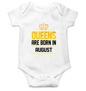 Queens Are  Born In August Rompers for Baby Girl- KidsFashionVilla