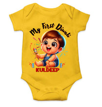 Load image into Gallery viewer, Custom Name My First Diwali Rompers for Baby Boy- KidsFashionVilla
