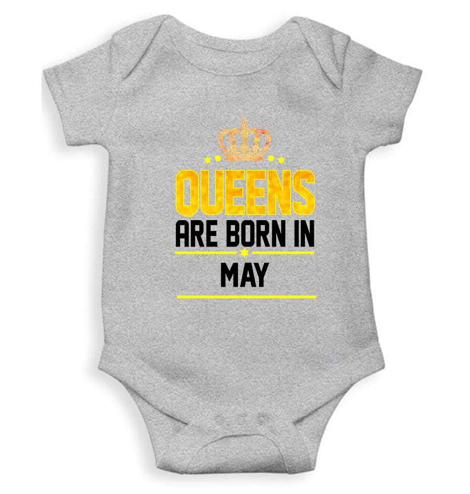 Queens Are Born In May Rompers for Baby Girl- KidsFashionVilla