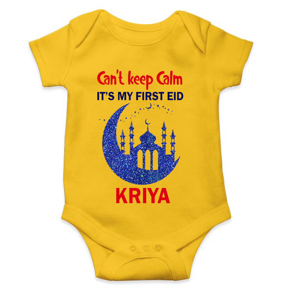Custom Name Cant Keep Calm My First Eid Rompers for Baby Girl- KidsFashionVilla