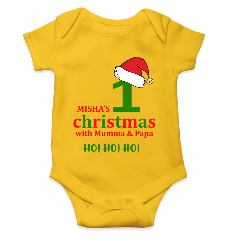 Customized Name 1st Christmas With Mumma & Papa Rompers for Baby Girl- KidsFashionVilla