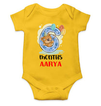 Load image into Gallery viewer, Custom Name 6 Month Birthday Teddy Design Rompers for Baby Girl- KidsFashionVilla
