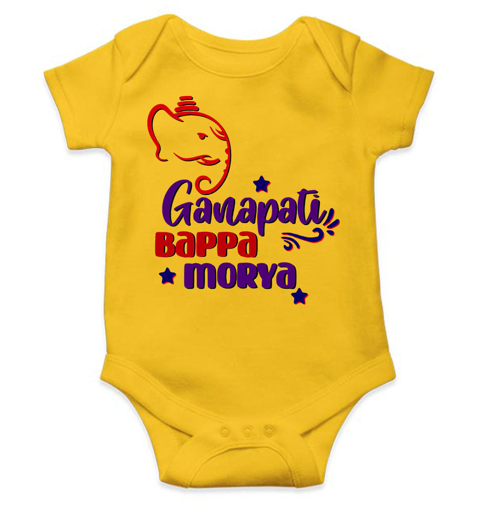 Ganpati Bappa Morya Ganesh Chaturthi Rompers for Baby Girl- KidsFashionVilla