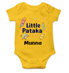 Custom Name Little Patkaha Diwali Rompers for Baby Boy- KidsFashionVilla