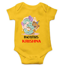 Load image into Gallery viewer, Custom Name 3 Month Birthday Teddy Design Rompers for Baby Boy- KidsFashionVilla
