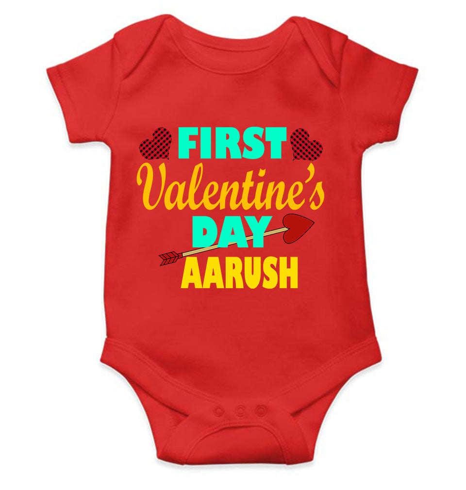 Custom Name First Valentine Rompers for Baby Boy- KidsFashionVilla