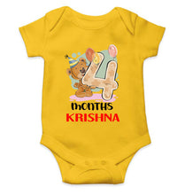Load image into Gallery viewer, Custom Name 4 Month Birthday Teddy Design Rompers for Baby Boy- KidsFashionVilla
