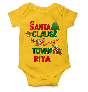 Custom Name Santa Clause Is Coming To Town Christmas Rompers for Baby Girl- KidsFashionVilla