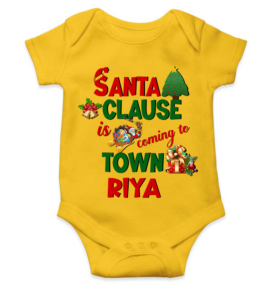 Custom Name Santa Clause Is Coming To Town Christmas Rompers for Baby Girl- KidsFashionVilla