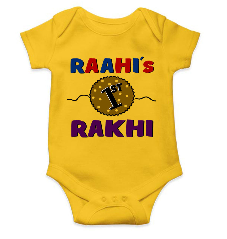 Custom Name First Rakhi Rompers for Baby Girl- KidsFashionVilla