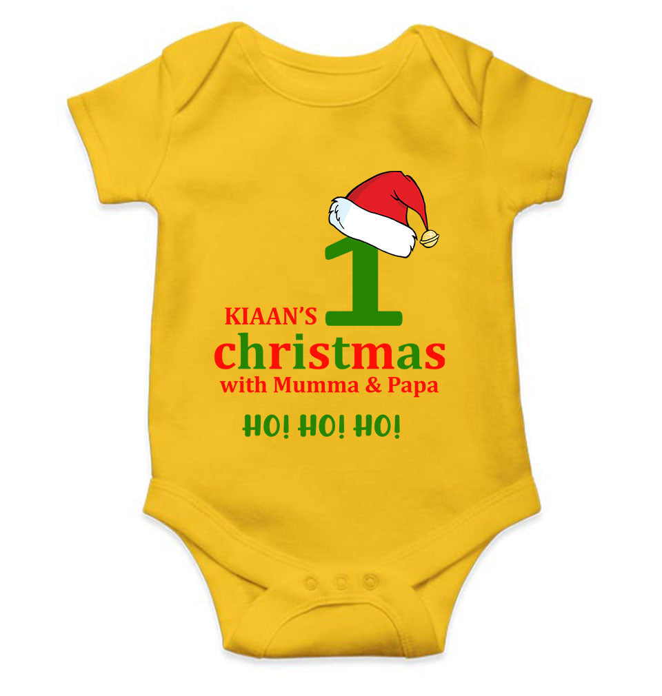 Customized Name 1st Christmas With Mumma & Papa Rompers for Baby Boy- KidsFashionVilla