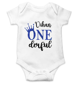 Custom Name First Birthday Rompers for Baby Boy- KidsFashionVilla