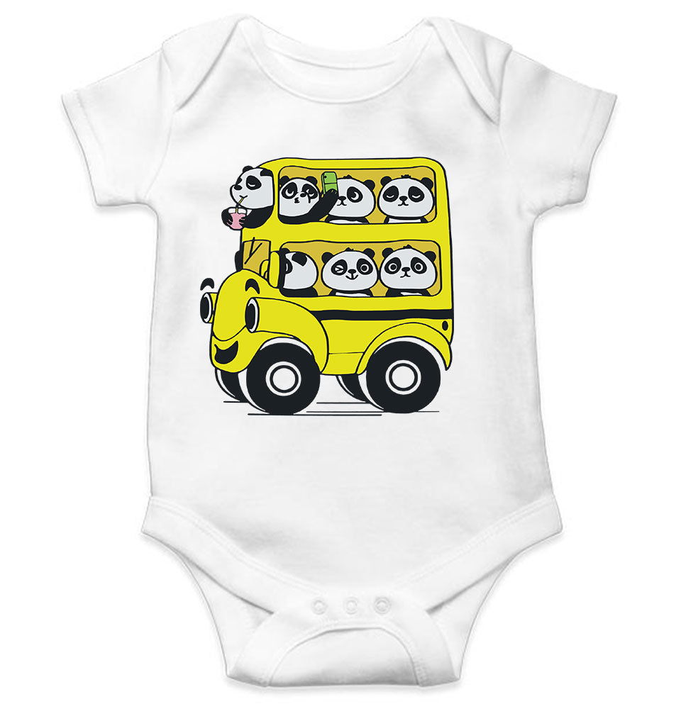 Panda Yellow Bus Cartoon Rompers for Baby Girl- KidsFashionVilla