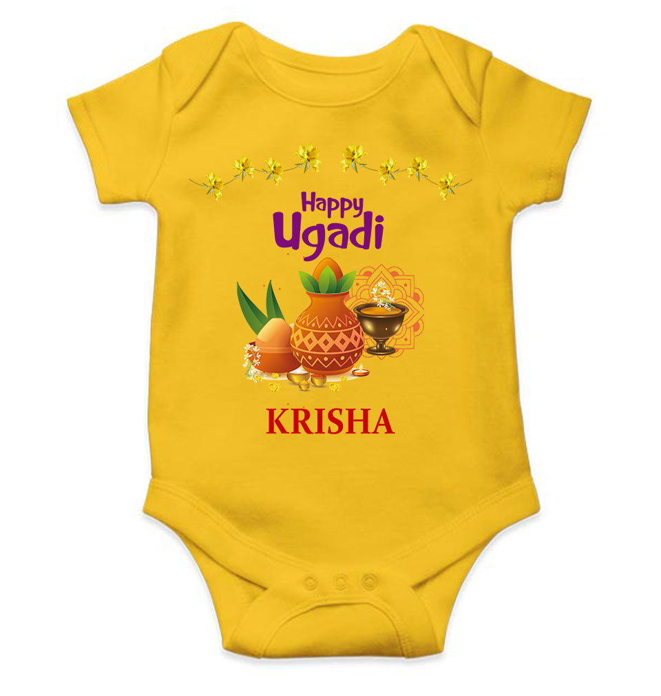 Custom Name Happy Ugadi Rompers for Baby Girl- KidsFashionVilla