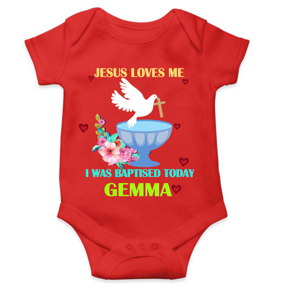 Custom Name Jesus Loves Me Baptism Christening Day Rompers for Baby Boy- KidsFashionVilla