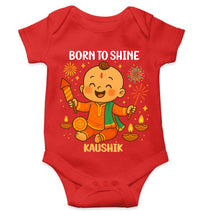 Load image into Gallery viewer, Custom Name Born To Shine Diwali Rompers for Baby Boy- KidsFashionVilla
