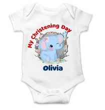 Load image into Gallery viewer, Custom Name Christening Day Baptism Rompers for Baby Girl- KidsFashionVilla
