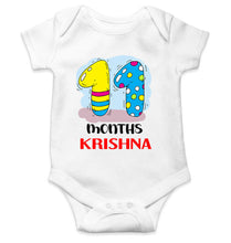 Load image into Gallery viewer, Custom Name 11 Month Birthday Teddy Design Rompers for Baby Boy- KidsFashionVilla
