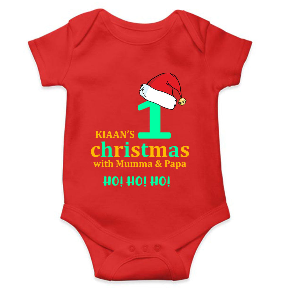 Customized Name 1st Christmas With Mumma & Papa Rompers for Baby Boy- KidsFashionVilla