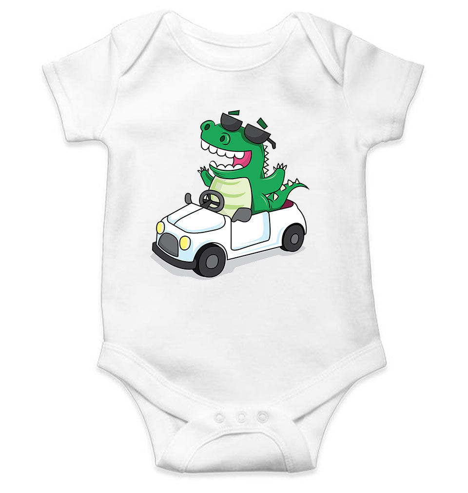 Dino Car Cartoon Rompers for Baby Girl- KidsFashionVilla