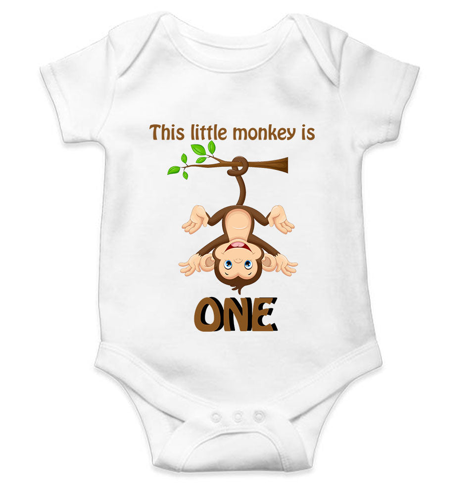 Little Monkey Is One First Birthday Rompers for Baby Boy- KidsFashionVilla
