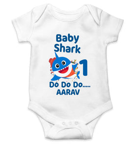 Custom Name Baby Shark Do Do Do First Birthday Rompers for Baby Boy- KidsFashionVilla