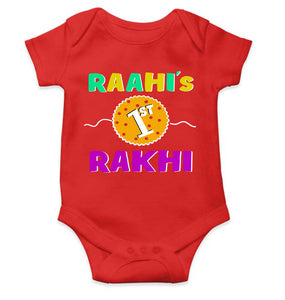 Custom Name First Rakhi Rompers for Baby Girl- KidsFashionVilla