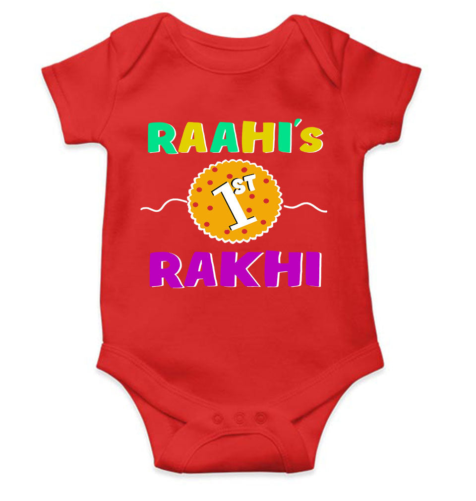 Custom Name First Rakhi Rompers for Baby Girl- KidsFashionVilla