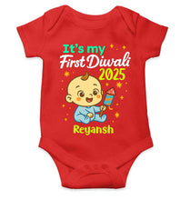 Load image into Gallery viewer, Custom Name It Is My First Diwali 2025 Rompers for Baby Boy- KidsFashionVilla
