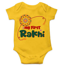 Load image into Gallery viewer, My First Meri Pehli Rakhi Raksha Bandhan Rompers for Baby Boy- KidsFashionVilla
