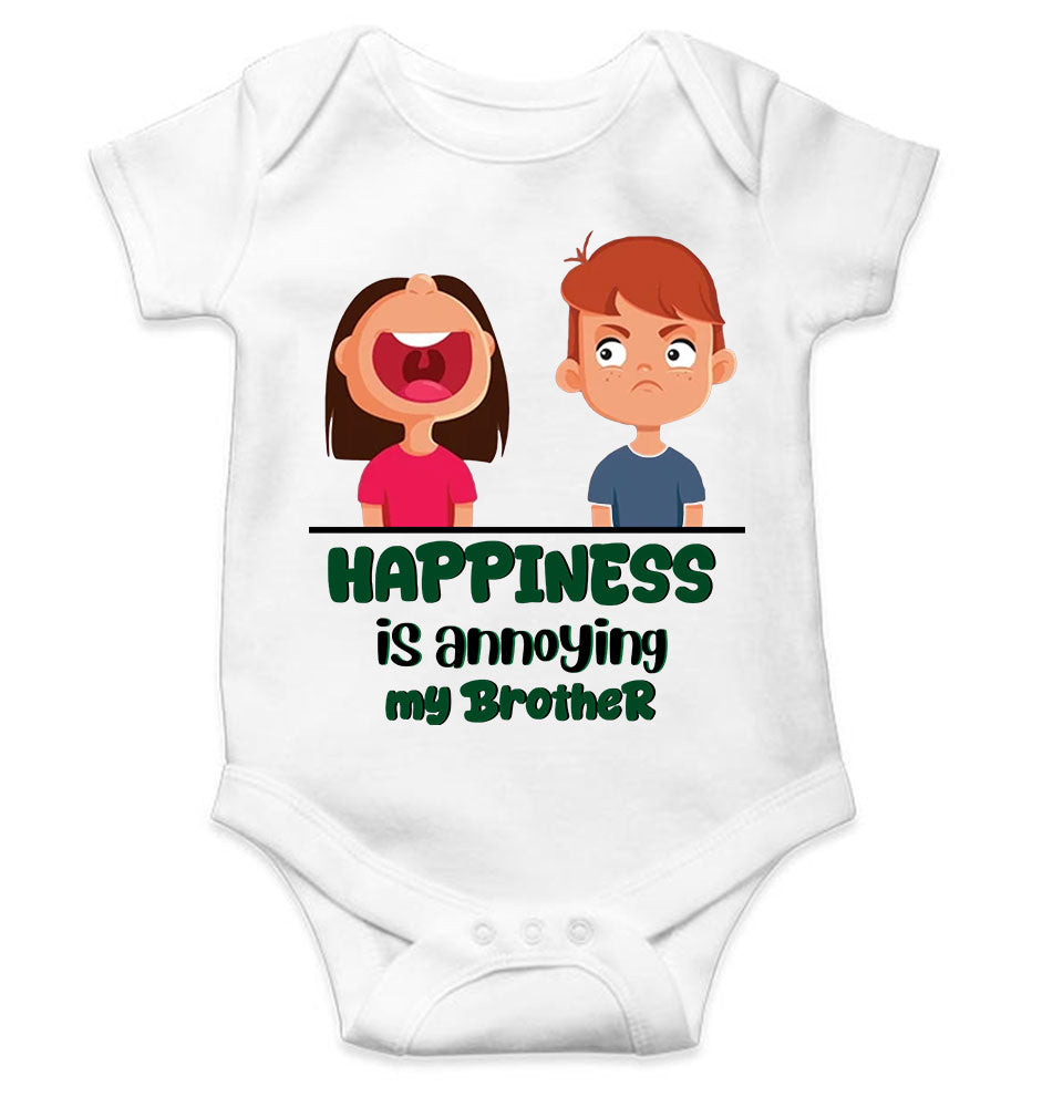 Happiness Is Annoying My Brother Raksha Bandhan Rompers for Baby Boy- KidsFashionVilla