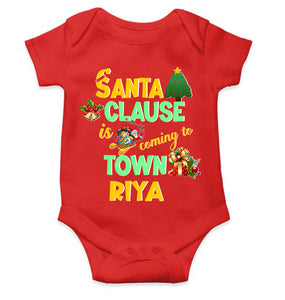 Custom Name Santa Clause Is Coming To Town Christmas Rompers for Baby Girl- KidsFashionVilla