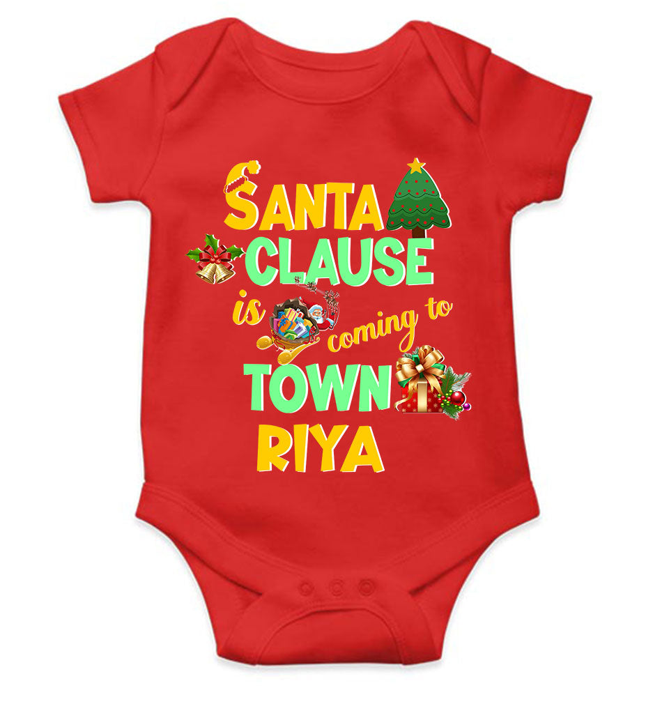 Custom Name Santa Clause Is Coming To Town Christmas Rompers for Baby Girl- KidsFashionVilla
