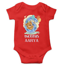 Load image into Gallery viewer, Custom Name 6 Month Birthday Teddy Design Rompers for Baby Girl- KidsFashionVilla
