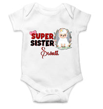 Load image into Gallery viewer, Custom Name Super Sister Raksha Bandhan Rompers for Baby Girl- KidsFashionVilla
