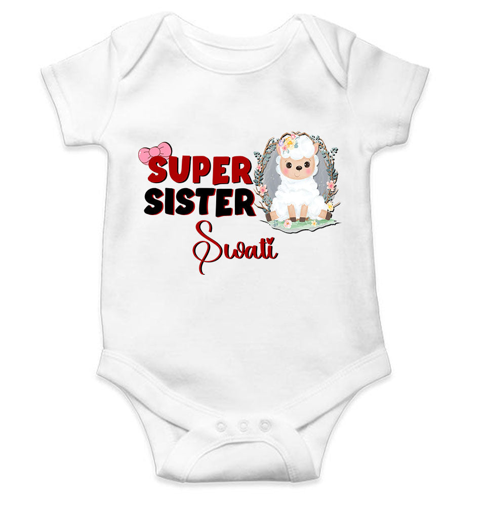 Custom Name Super Sister Raksha Bandhan Rompers for Baby Girl- KidsFashionVilla