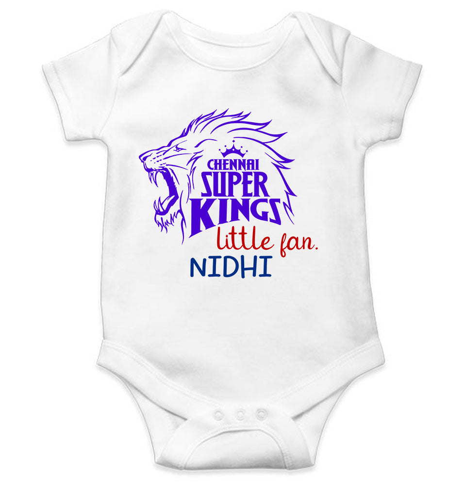 Custom Name IPL CSK Chennai Super Kings Little Fan Rompers for Baby Girl- KidsFashionVilla