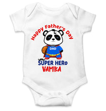 Load image into Gallery viewer, Custom Name Happy Fathers Day Super Hero Rompers for Baby Girl- KidsFashionVilla
