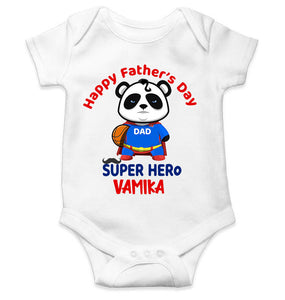Custom Name Happy Fathers Day Super Hero Rompers for Baby Girl- KidsFashionVilla