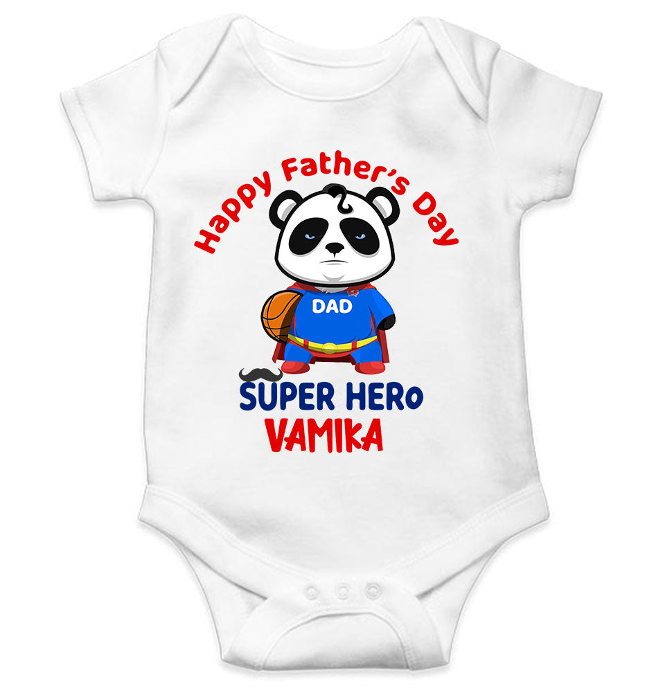 Custom Name Happy Fathers Day Super Hero Rompers for Baby Girl- KidsFashionVilla