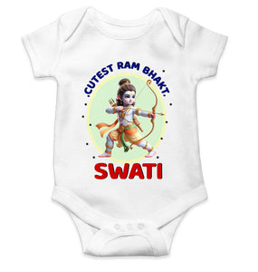 Custom Name Cutest Ram Bhakt Rompers for Baby Girl- KidsFashionVilla