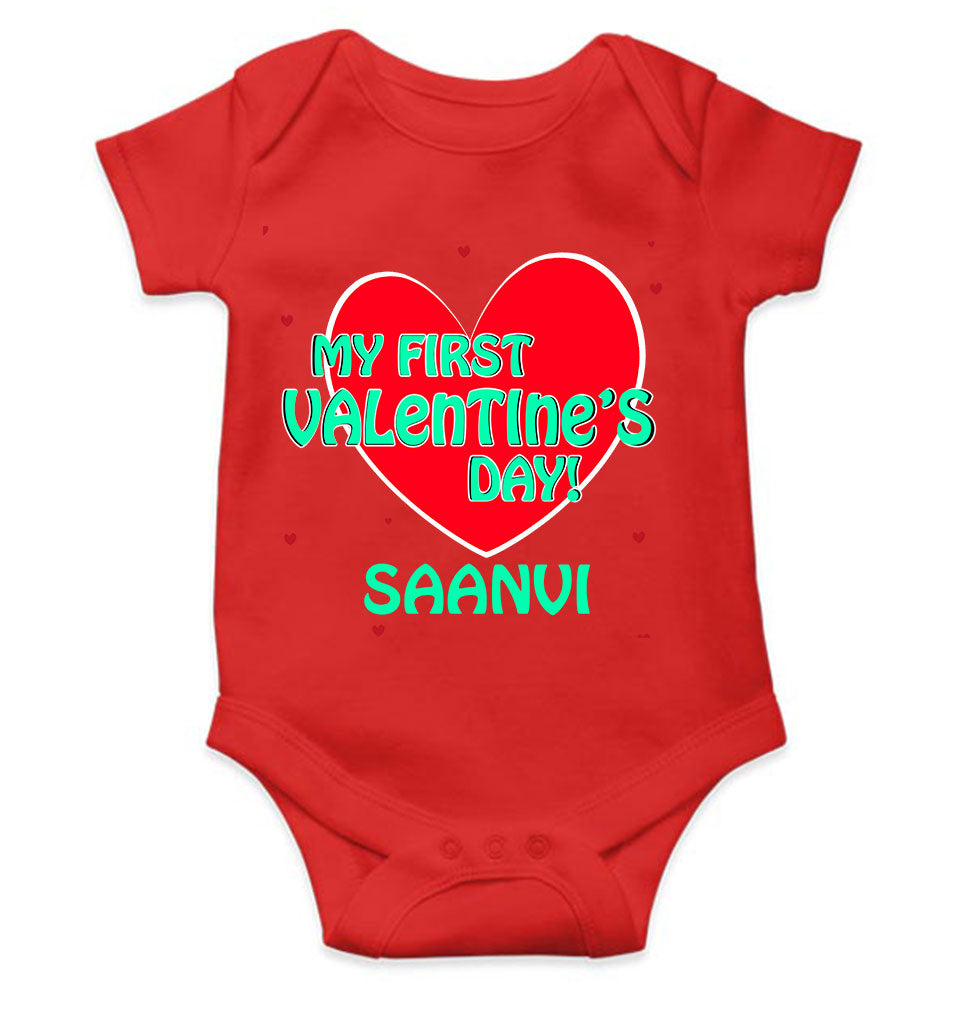 Custom Name 1st Valentine Rompers for Baby Girl- KidsFashionVilla