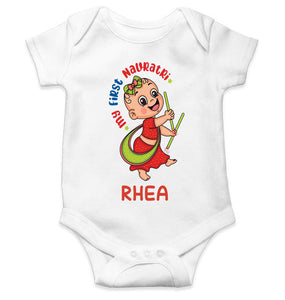 Custom Name My First Navratri Rompers for Baby Girl- KidsFashionVilla