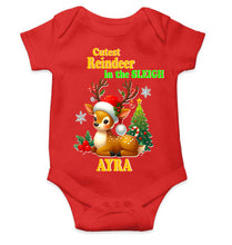 Load image into Gallery viewer, Custom Name Cutest Reindeer In The Sleigh Christmas Rompers for Baby Girl- KidsFashionVilla

