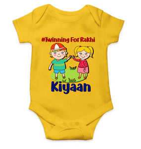 Custom Name Twinning For Rakhi Raksha Bandhan Rompers for Baby Boy- KidsFashionVilla