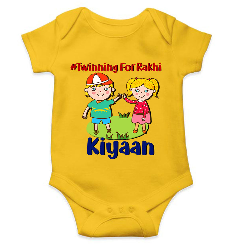 Custom Name Twinning For Rakhi Raksha Bandhan Rompers for Baby Boy- KidsFashionVilla